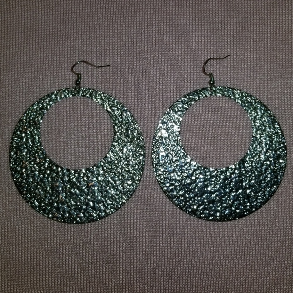 Large Silver Circle Earrings